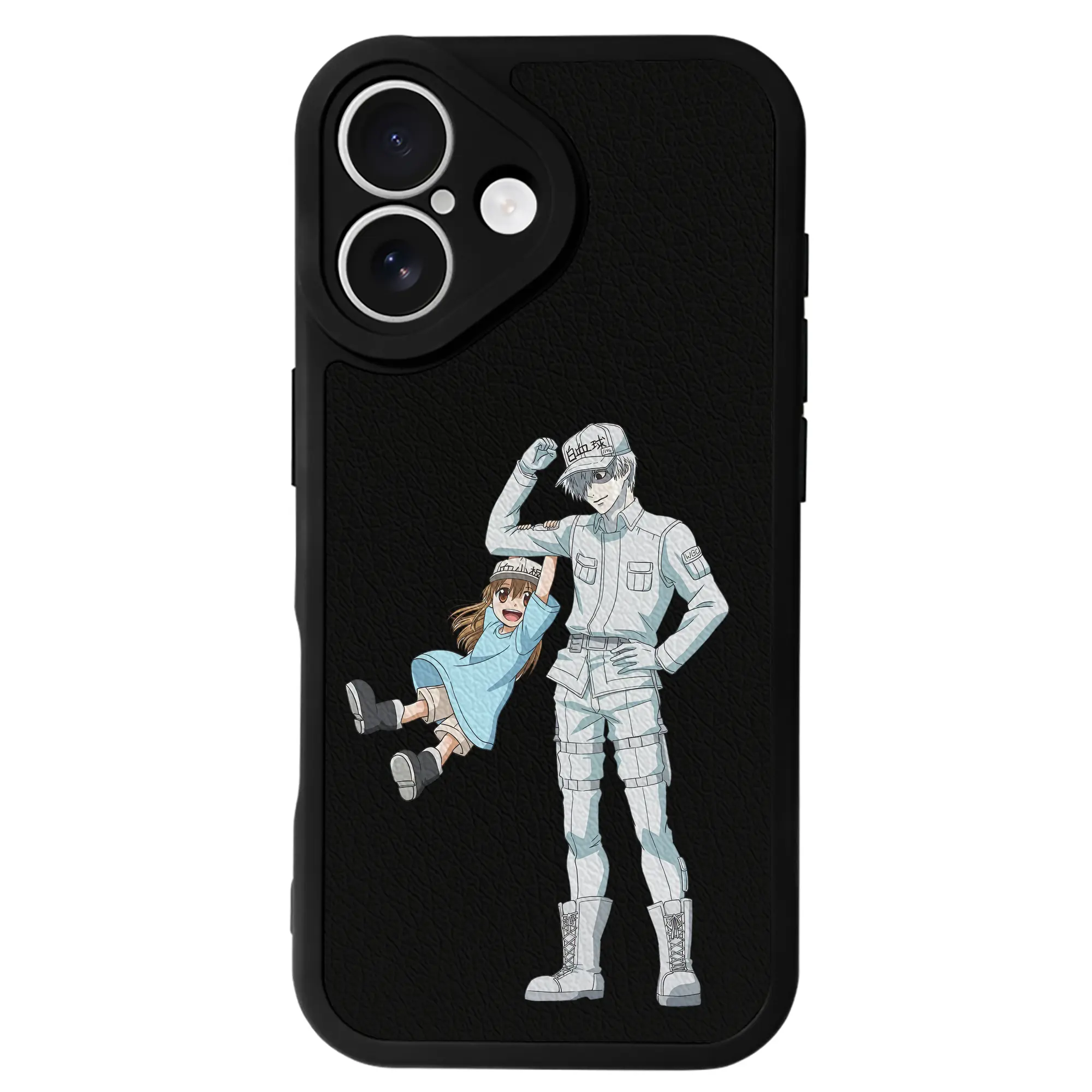 はたらく細胞 グッズ,白血球 - IPhone 16シリーズ対応 ・ シリコンスマホケース ・ レザー調 ・ 高精度フィット ・ 耐衝撃 ・ ワイヤレス充電対応 ・ 精密カット